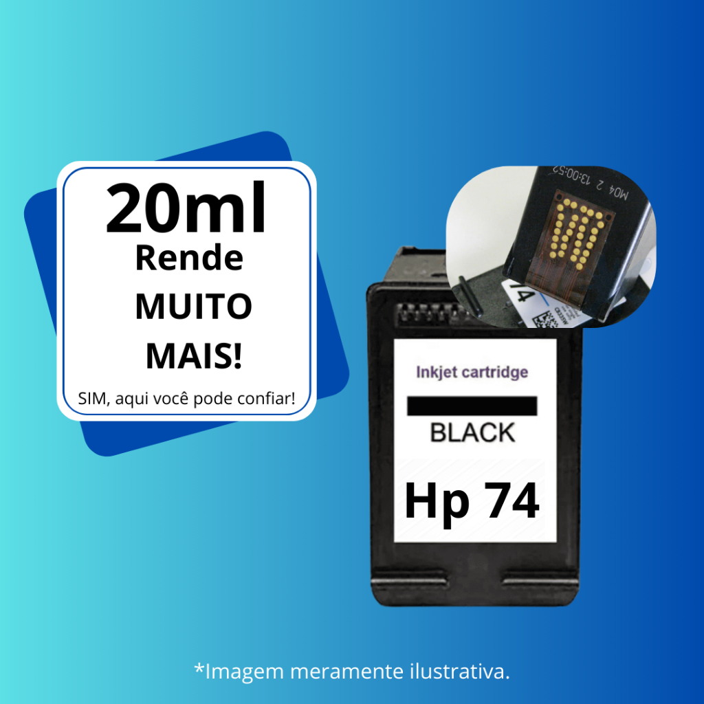 Cartucho de Tinta Hp 74 Preto com 20ml ALTO RENDIMENTO