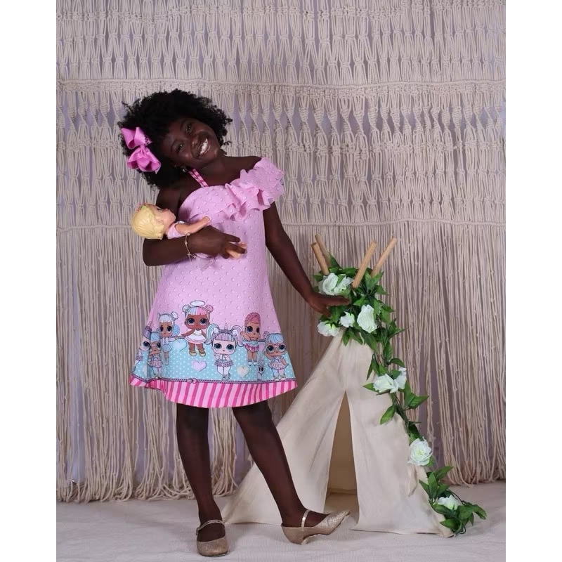 vestido infantil Lol boneca Lol (Mod. Valentina rosa)