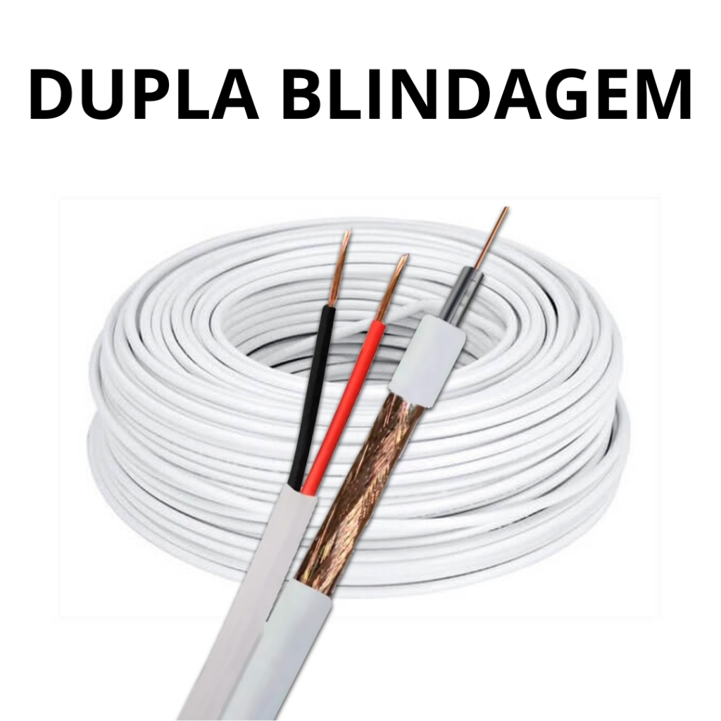 Cabo Coaxial 100M P/ Câmeras RF 4mm Bipolar Cftv 80% 2X26