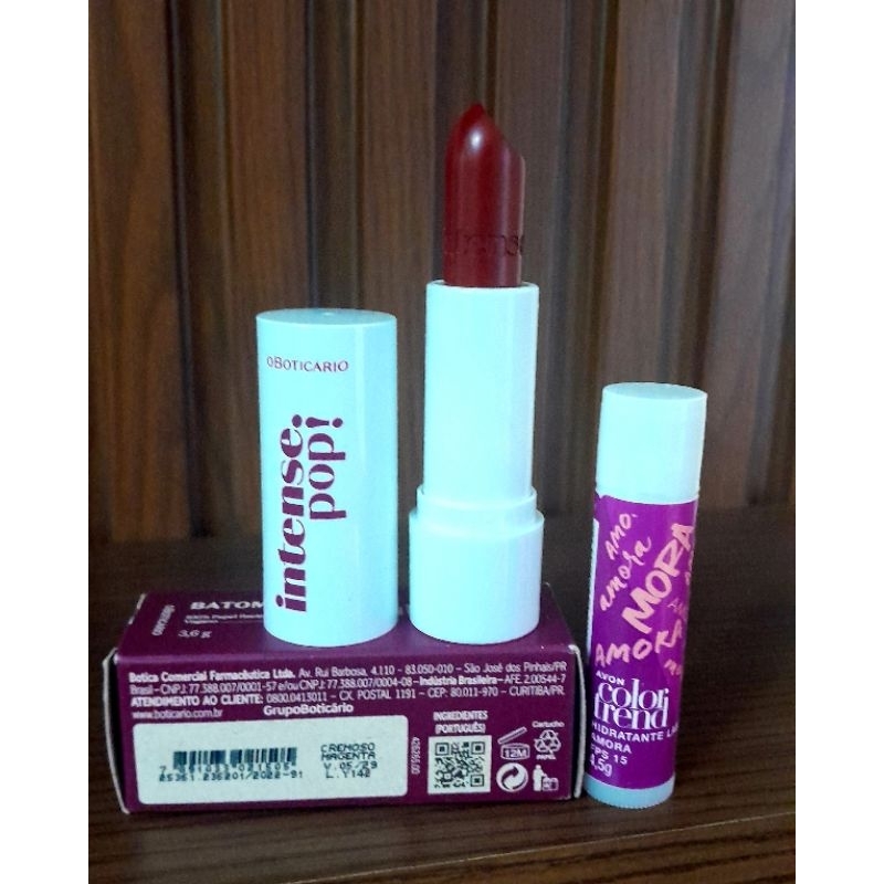 ( kit Combo 02 und.) Batom O Boticário Instance Pop Cor Magenta Hidratante Labial Avon Amora.
