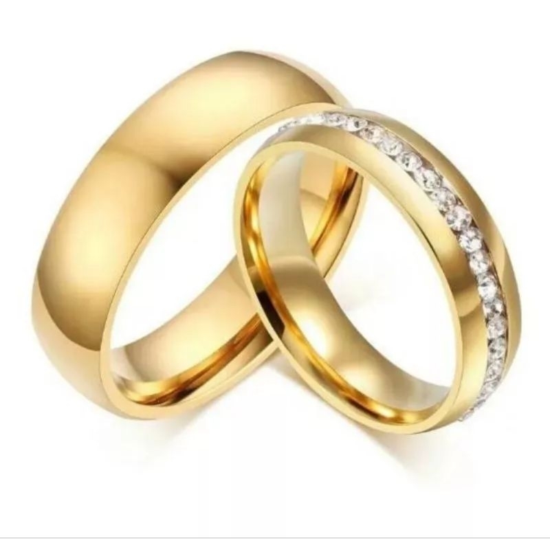 ALIANÇA UNICA FEMININA COM PEDRINHAS TUNGSTÊNIO 6MM + SOLITÁRIO