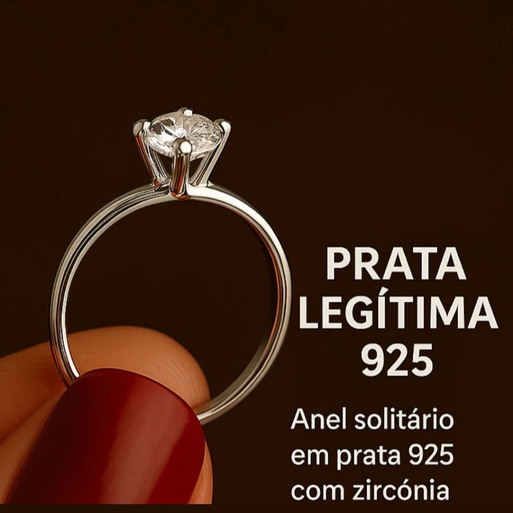 Solitário Prata 925 Anel Feminino com Zircônia – Joia Elegante Para Presentear em Oferta na Shopee