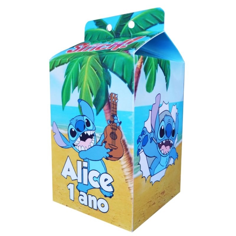 kit festa infantil 10 Caixinha Milk Personalizada Stitch Lembrancinha de Aniversário Chá Revelação
