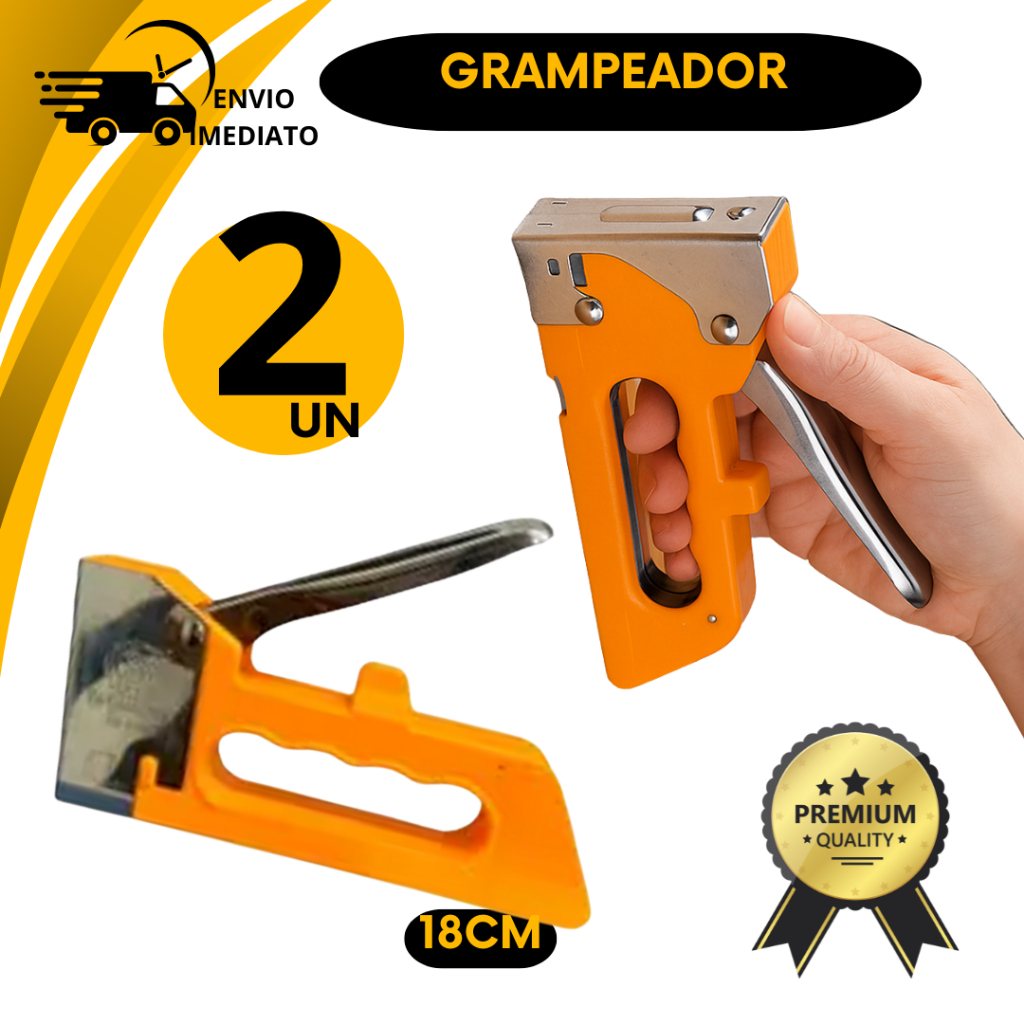 Grampeador + 1.000 Grampos Tapeceiro Profissional Manual Ajuste Pressão  Estofado Madeira Artesanato