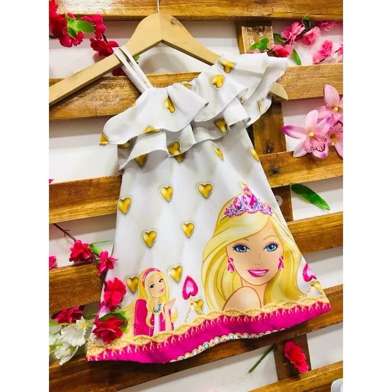 vestido infantil Barbie boneca Barbie (Mod. Valentina coração)