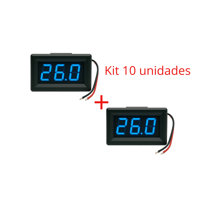 Kit Voltímetro digital 4.5-30v medidor de tensão led de dois fios 0.56"