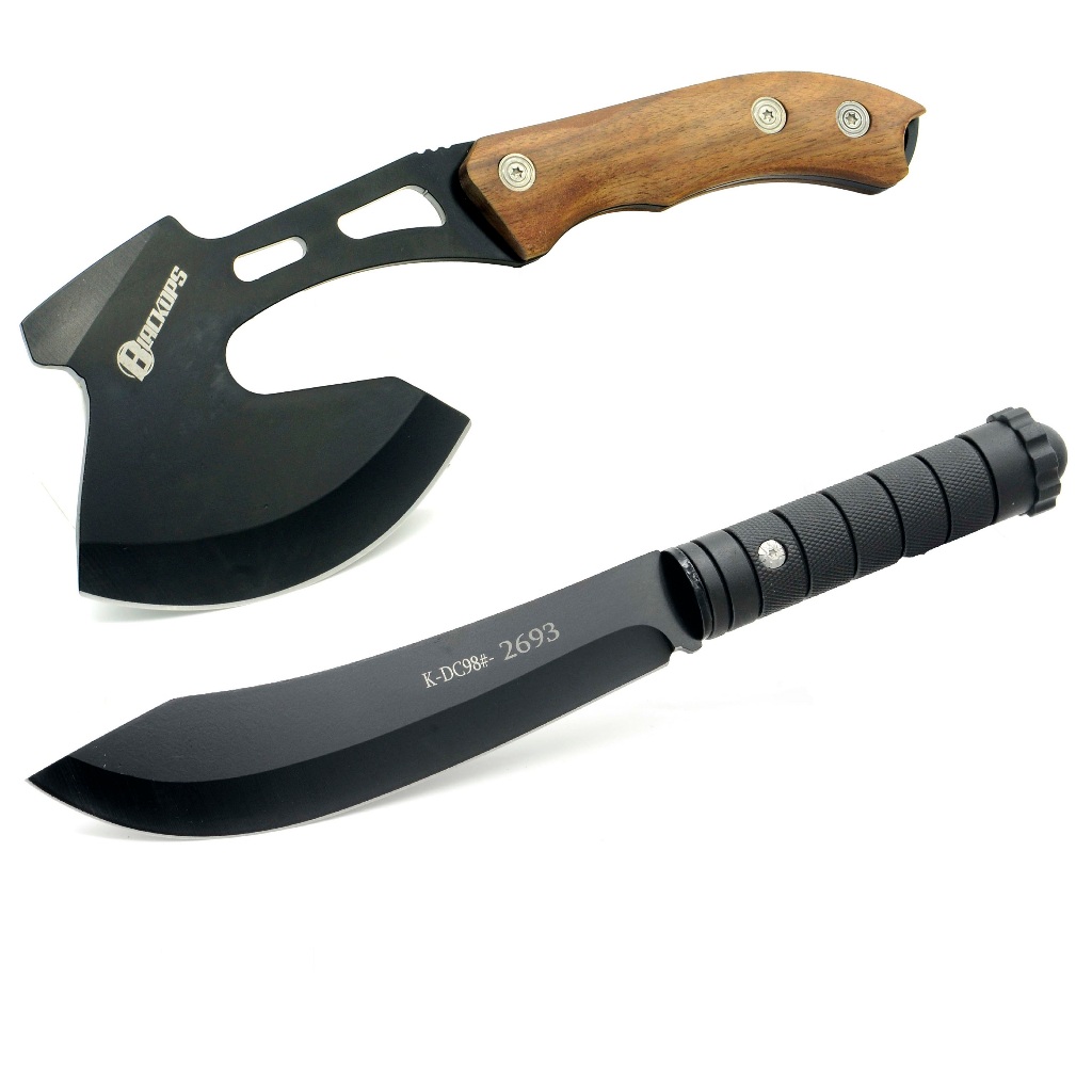 Machado Tático Viking Aço Militar Camping Sobrevivência Acampamento THY-9+Faca