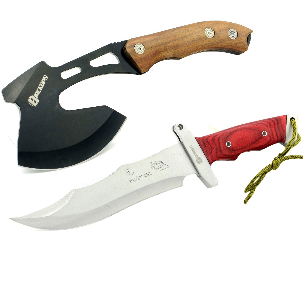Machado Tático Viking Aço Militar Camping Sobrevivência Acampamento THY-9+FACA THY-15