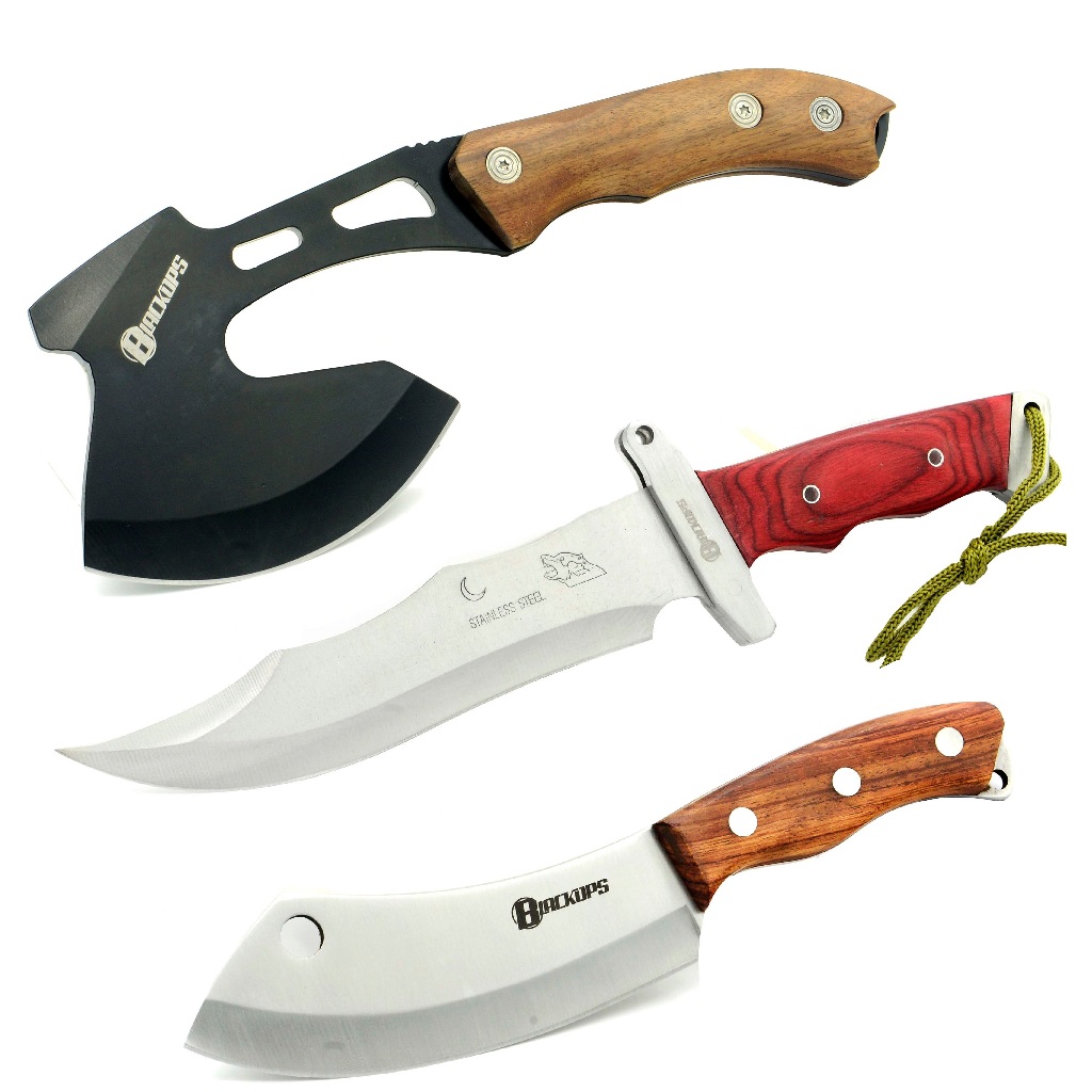 Machado Tático Viking Aço Militar Camping Sobrevivência Acampamento THY-9+Faca+Cutelo