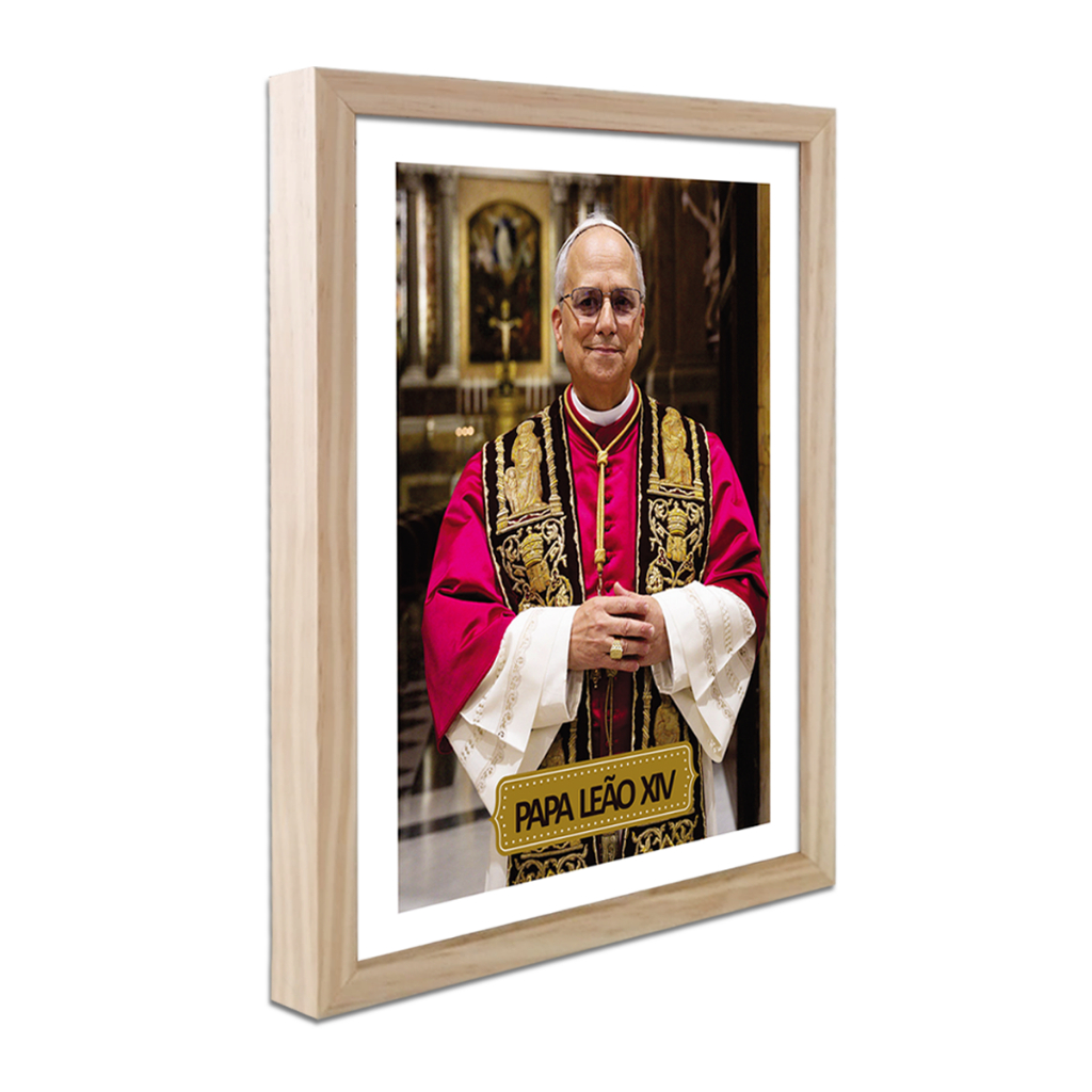 Quadro Luxo Católico Papa Leão Xiv Igreja católica Vaticano Novo Papa Moldura Caixa Alta Vários Tamanhos