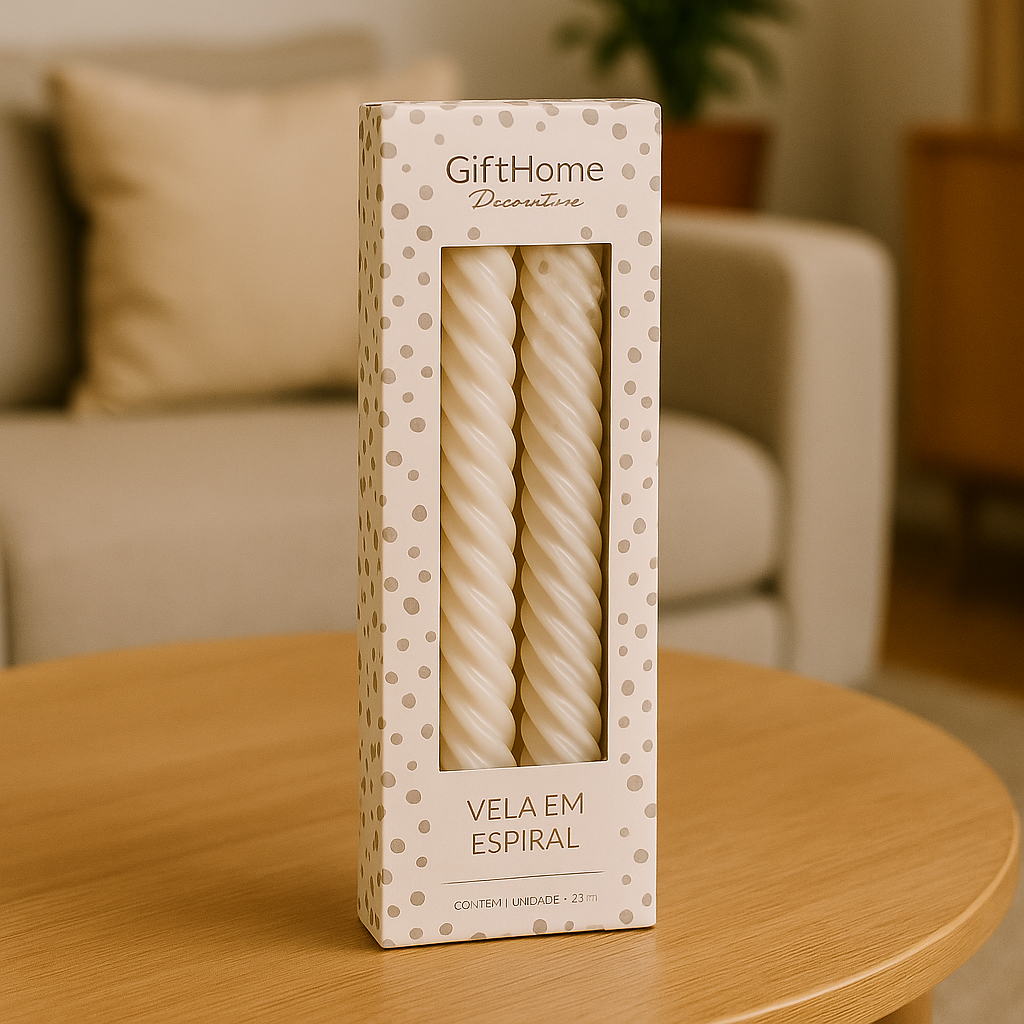 Kit 2 Velas Espiral Decorativas 25cm – Brancas l Parafina