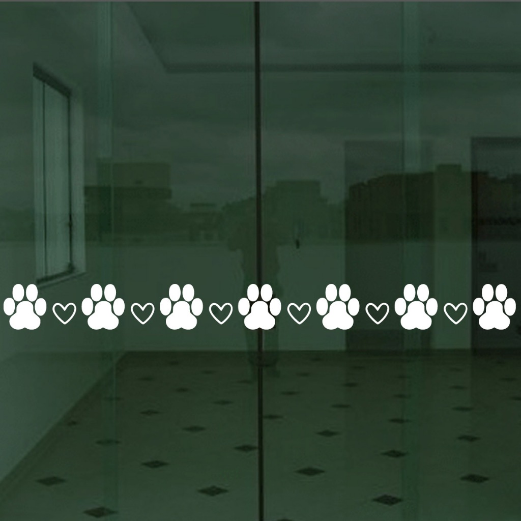 Adesivo Faixa Porta Box Vidro Pet Shop Patinha Coração em Oferta na Shopee