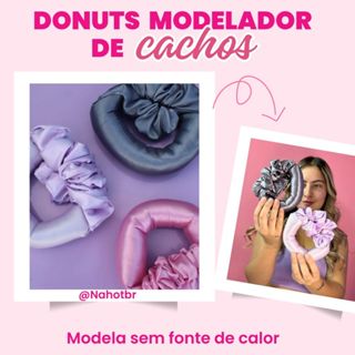 ✨Donuts Modelador de Cachos de Cetim! + Xuxinha de Brinde adicional - Envio imediato✨ em Oferta na Shopee