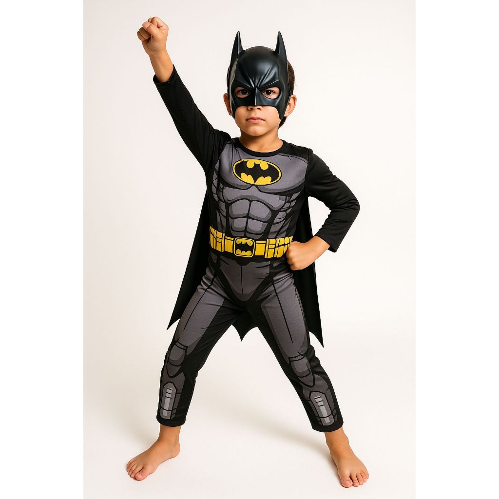 FANTASIA INFANTIL BATMAN COM ENCHIMENTO E MÁSCARA em Oferta na Shopee