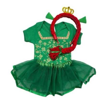 Kit Fantasia Fiona E shrek Bebê Princesa – Body 100% Algodão + Saia Tule + Tiara EVA | Mesversário