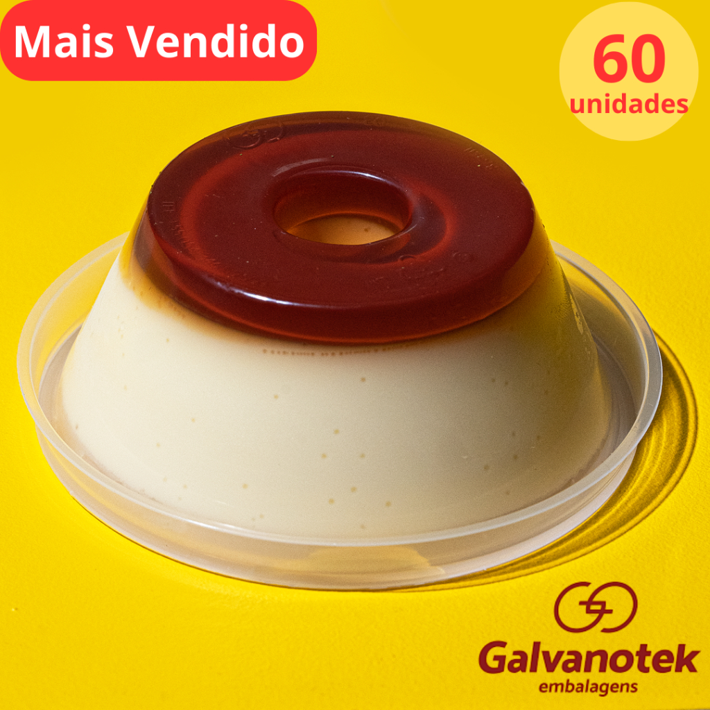 60 Unid Forma Para Mini Pudim 150ml Forneável com Tampa - Galvanotek G367