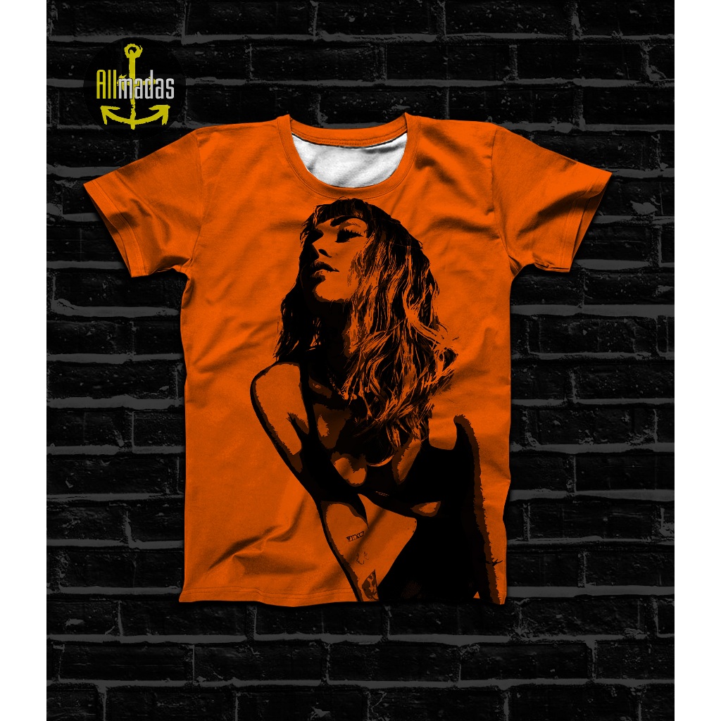 Camiseta t-shirt Miley Cyrus she is came orange on draw album diva pop