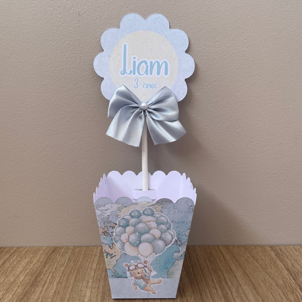 CENTRO DE MESA URSO BALOEIRO CACHEPOT PERSONALIZADO - DECORAÇÃO DE MESA URSINHO BALOEIRO, URSO BALÃO