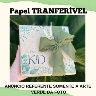 Papel transferível ARTE VERDE para caixa de MDF convite PADRINHOS