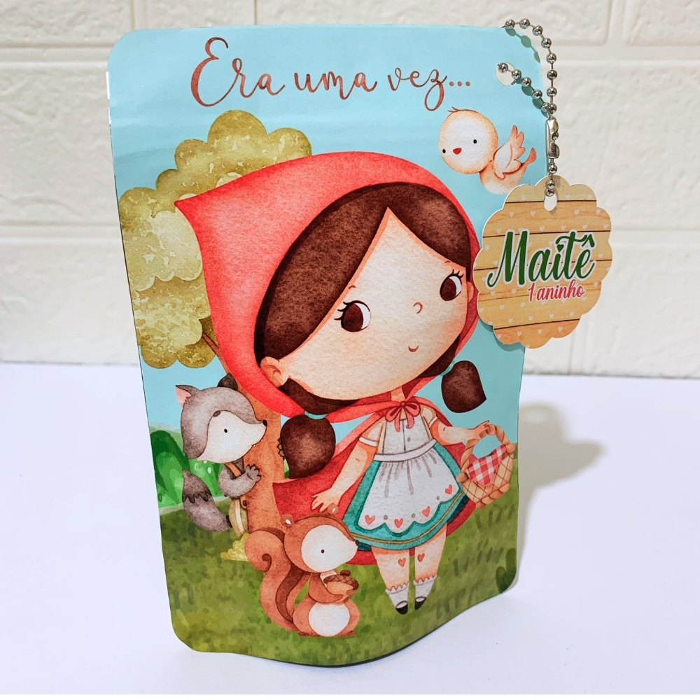 kit Lembrancinha festa infantil saquinho metalizado personalizado chapeuzinho vermelho - saco metalizado