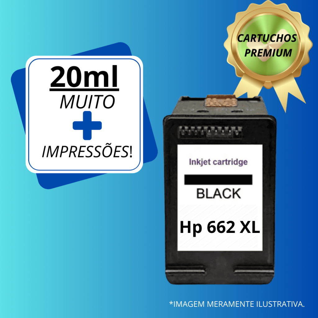 Cartucho de Tinta Hp 662XL Preto com 20ml ALTO RENDIMENTO