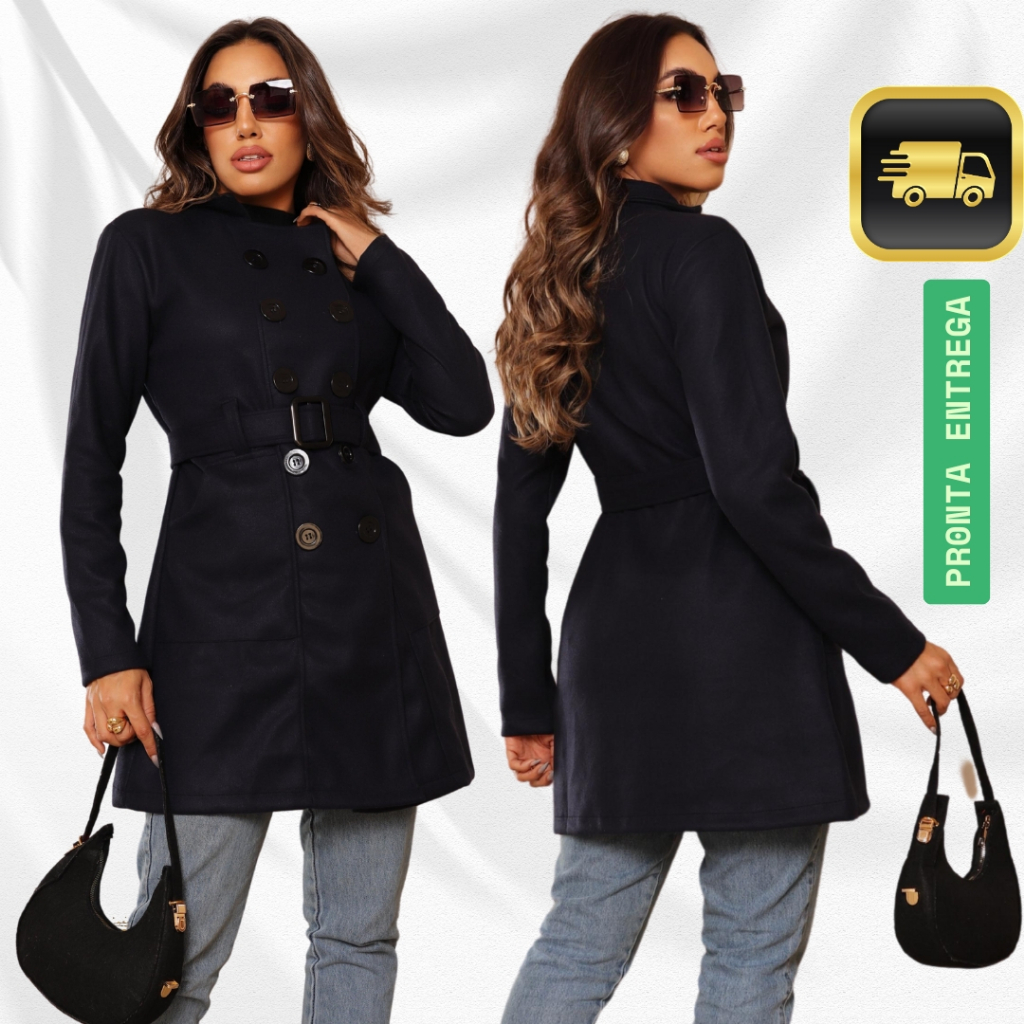 Casaco Feminino Sobretudo em Lã Batida – Elegância e Versatilidade para Dias Frios