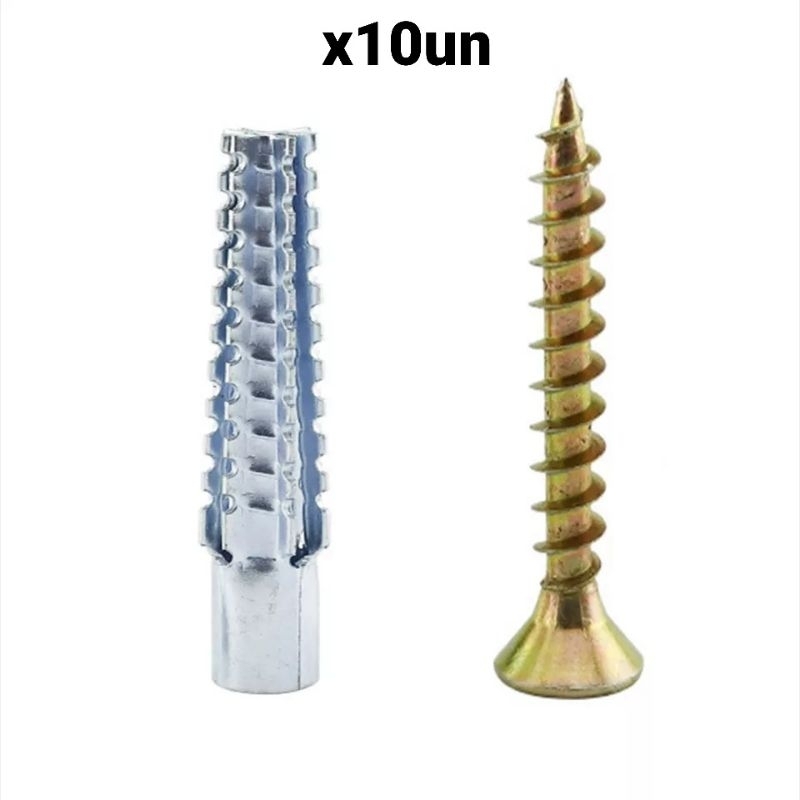 Kit 10x bucha de metal com parafuso philips para concreto parede em Oferta na Shopee