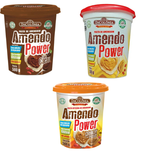 Pasta de Amendoim Tradicional Dacolônia Pasta Amendoim com Cacau Pasta de Amendoim Crunchy