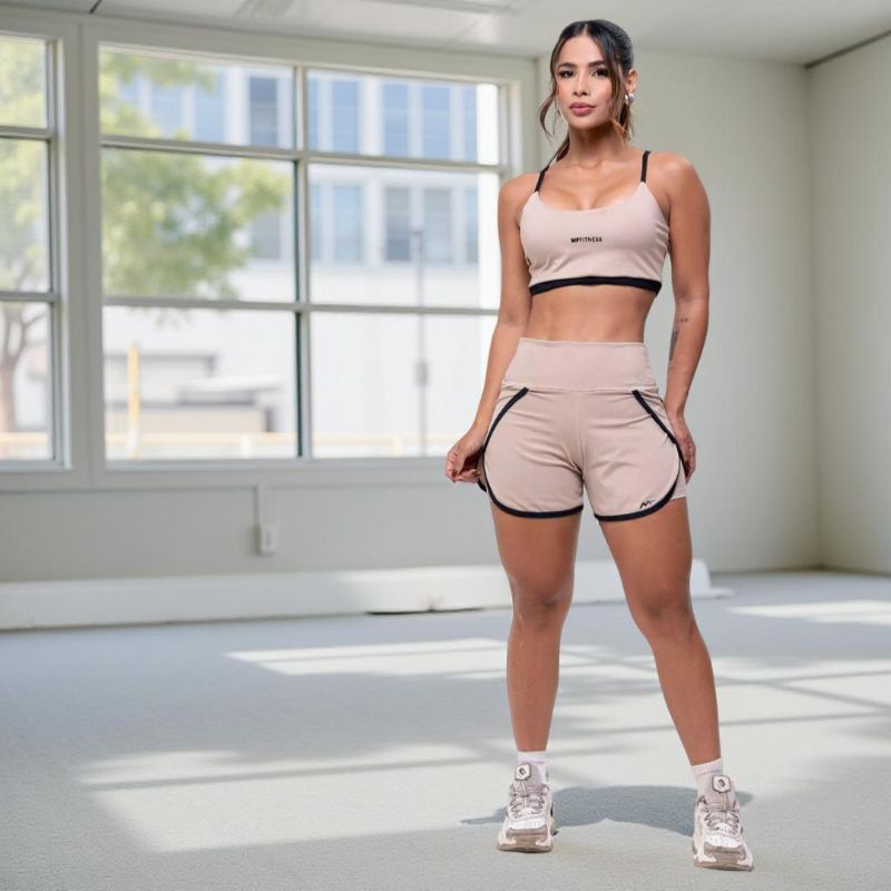 Conjunto Feminino Fitness Academia Short e Top C/Bojo Removível, Crossfit, Musculação, Corrida, Pilates