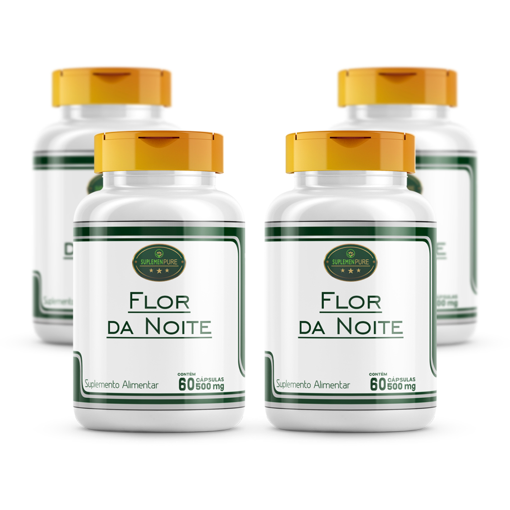 Kit 4 Frascos - Flor da Noite ( Extrato Dama da Noite  ) 500 Mg - 60 cápsulas