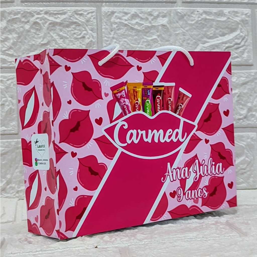 Sacolinha Personalizada Carmed Pink Festa Infantil Lembrancinha Aniversário