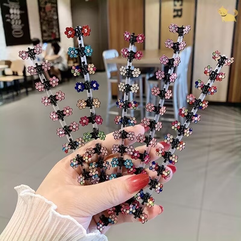 Kit Mini piranha presilha para cabelo detalhada em strass