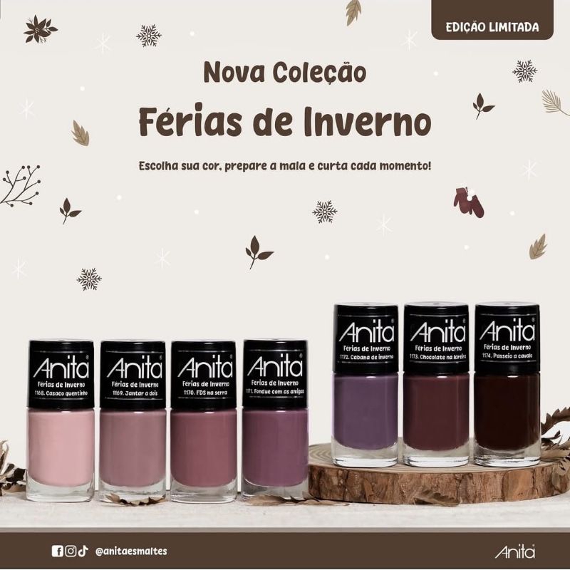 Kit 7 esmaltes Anita Coleção Ferias de Inverno em Oferta na Shopee