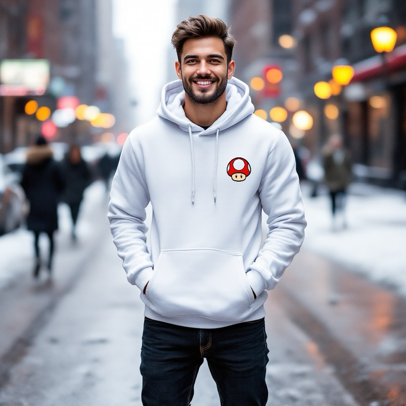 Moletom Canguru Super Mario Game Jogo Retrô Blusa de Frio Flanelado Inverno Várias Cores com Capuz e Bolso