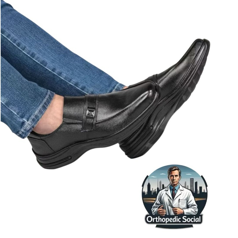Sapato Ortopédico Social Masculino Confortável Antistress Preço Fabricante Entrega Imediata