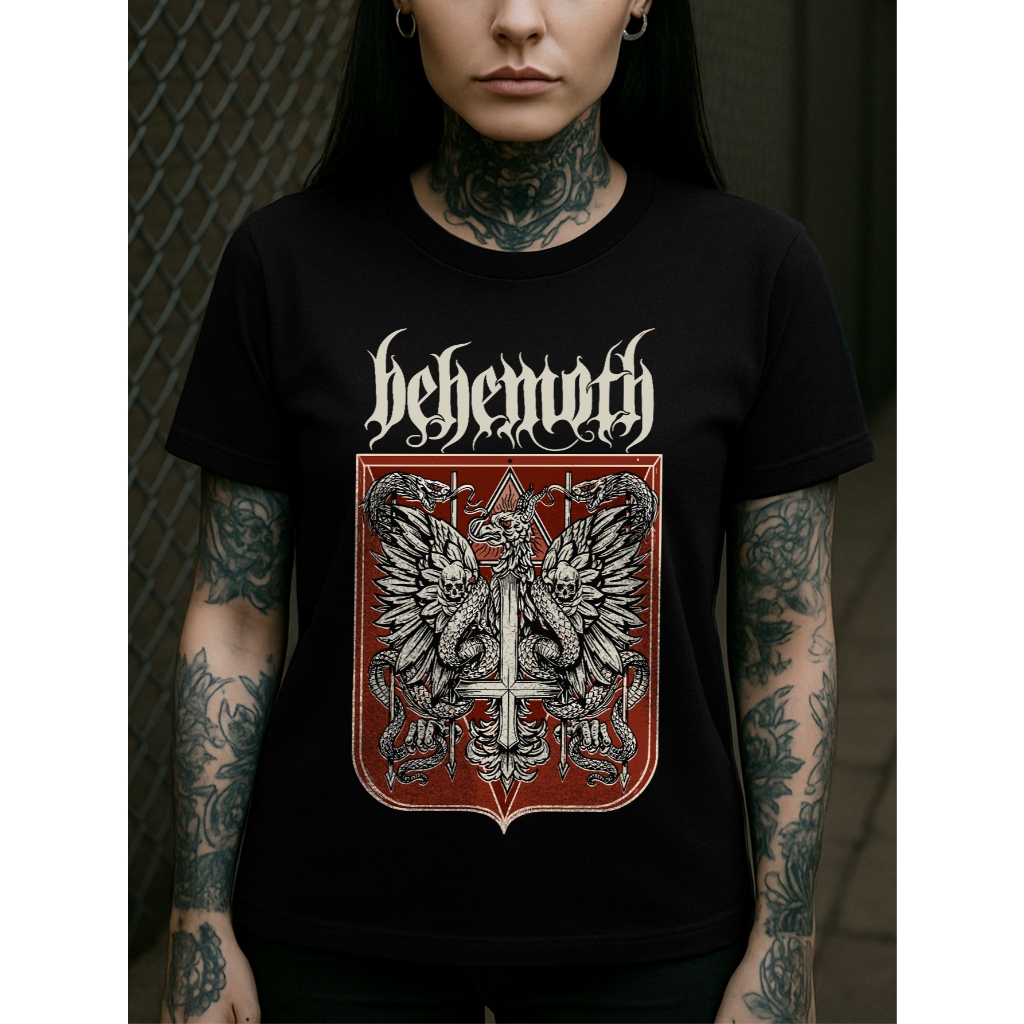 Camiseta Estampada Banda Behemoth Metal Black Metal Heavy Metal Metal Extremo Underground