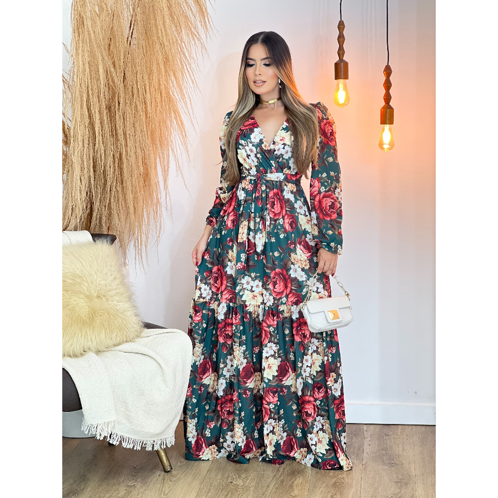 vestido Evangélico feminino verão crepe forrado lançamento inverno 2025 em Oferta na Shopee