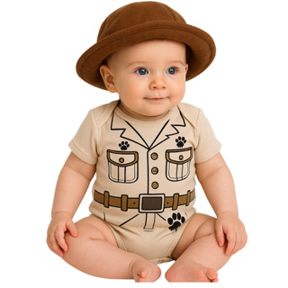 Body Bebe Tematico Safari Body + Chapéu em Oferta na Shopee