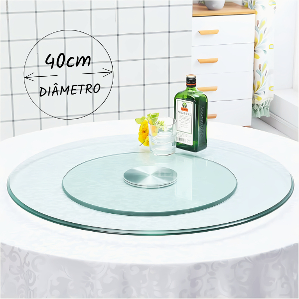Prato Giratório de Vidro 40cm Prato De Bolo Bailarina 360 Graus Base Centro De Mesa