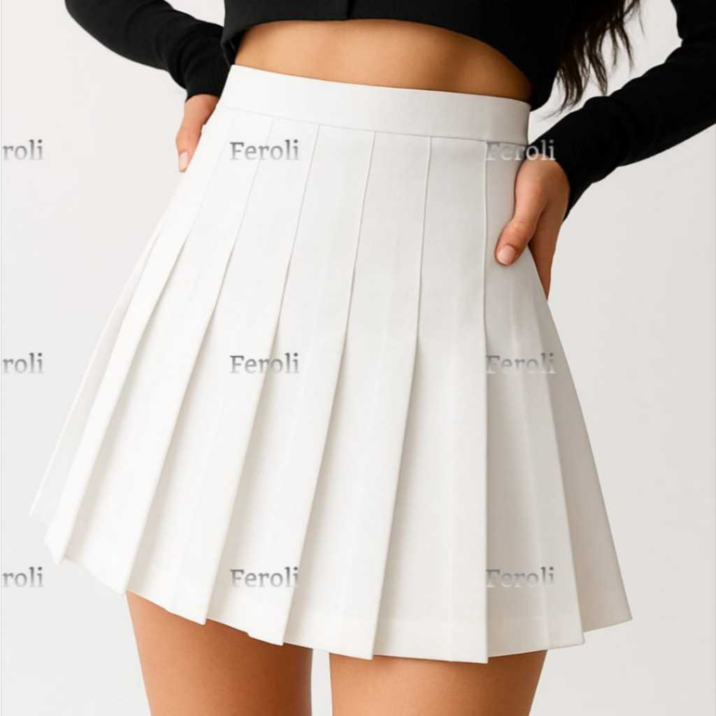 SAIA COLEGIAL / ANIME / COSPLAY /  PREGUEADA, BRANCO em Oferta na Shopee