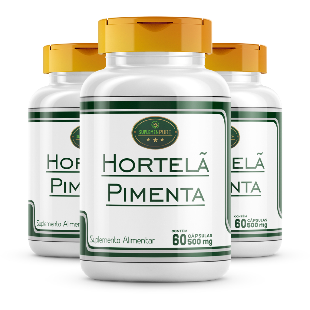 Kit 3 Frascos - Hortelã Pimenta ( Extrato Mentha x Piperita ) 500 Mg - 60 cápsulas