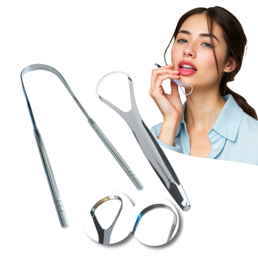 Limpador De Língua Raspador Aço Inox Higiene Bucal em Oferta na Shopee