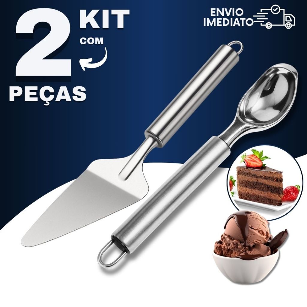 Espátula para Bolo com Serrilha e Colher Pegador de Sorvete Inox – Precisão e Praticidade na Cozinha
