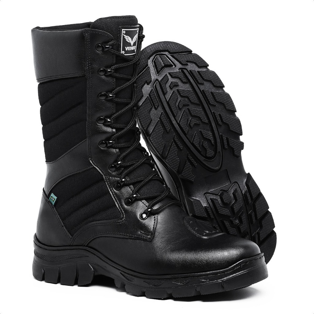 Coturno Tático Militar Bombeiro Cano Alto Calce Fácil Zíper Resistente Antiderrapante