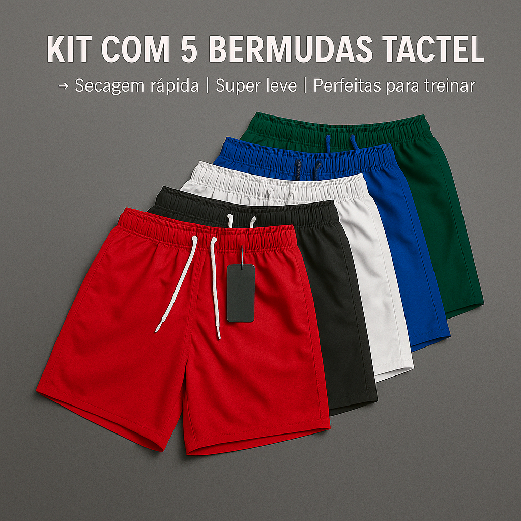 Kit Com 5 Short Liso Esportivo Bermuda Praia e Banho Tactel Premium Praia Academia Corrida e Treino em Oferta na Shopee