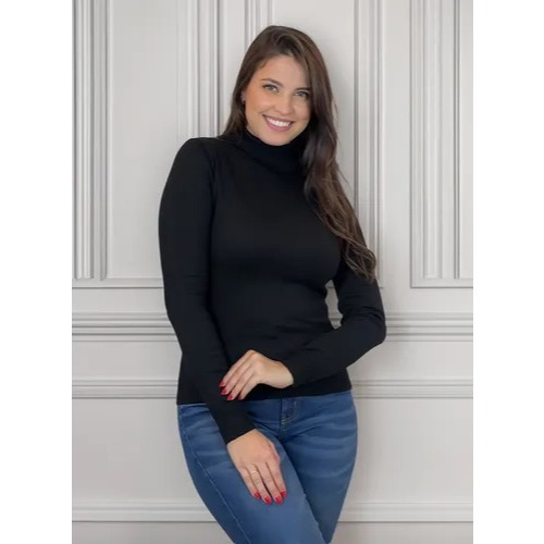 Cacharrel Gola Alta Segunda Pele Tricot Blusa Feminina De Frio Elastano Trico Atacado Moda Inverno ESTACAO INVERNO