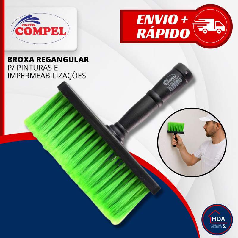 Broxa Retangular Trincha Ideal Para Pintura Cal e Impermeabilização Cerdas Verdes Macias - Compel em Oferta na Shopee