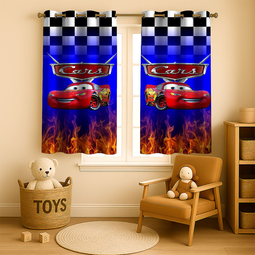 Cortina Infantil 2,00x1,50m: Stitch, Carros, Minnie, Dino Mario Sonic e Mais para Quarto de Bebê