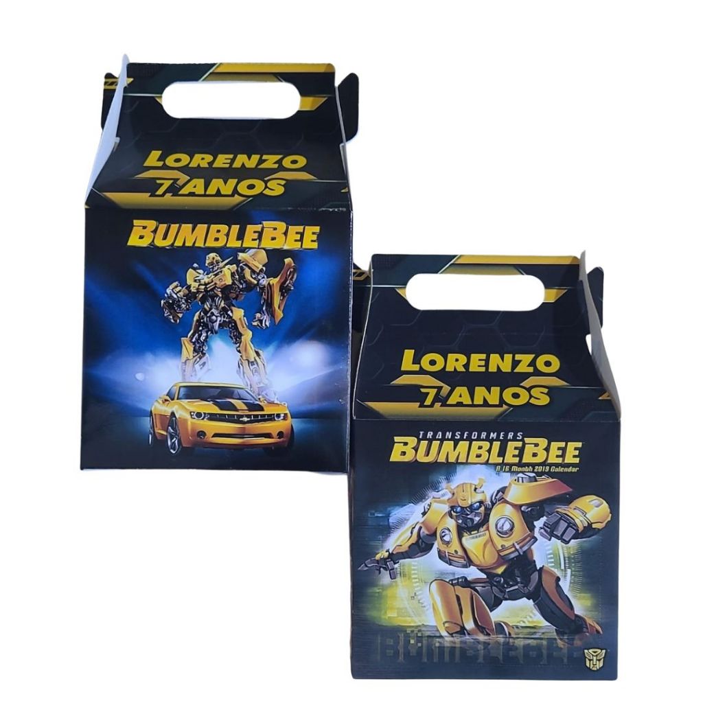Caixinhas Bumblebee Transformers Lembrancinha para Festa de Aniversário Maletinhas Personalizado Com NOME e IDADE