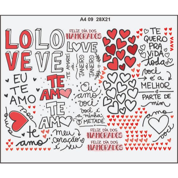 FOLHA DE ADESIVOS DTF UV TEMA AMOR ENVIO IMEDIATO